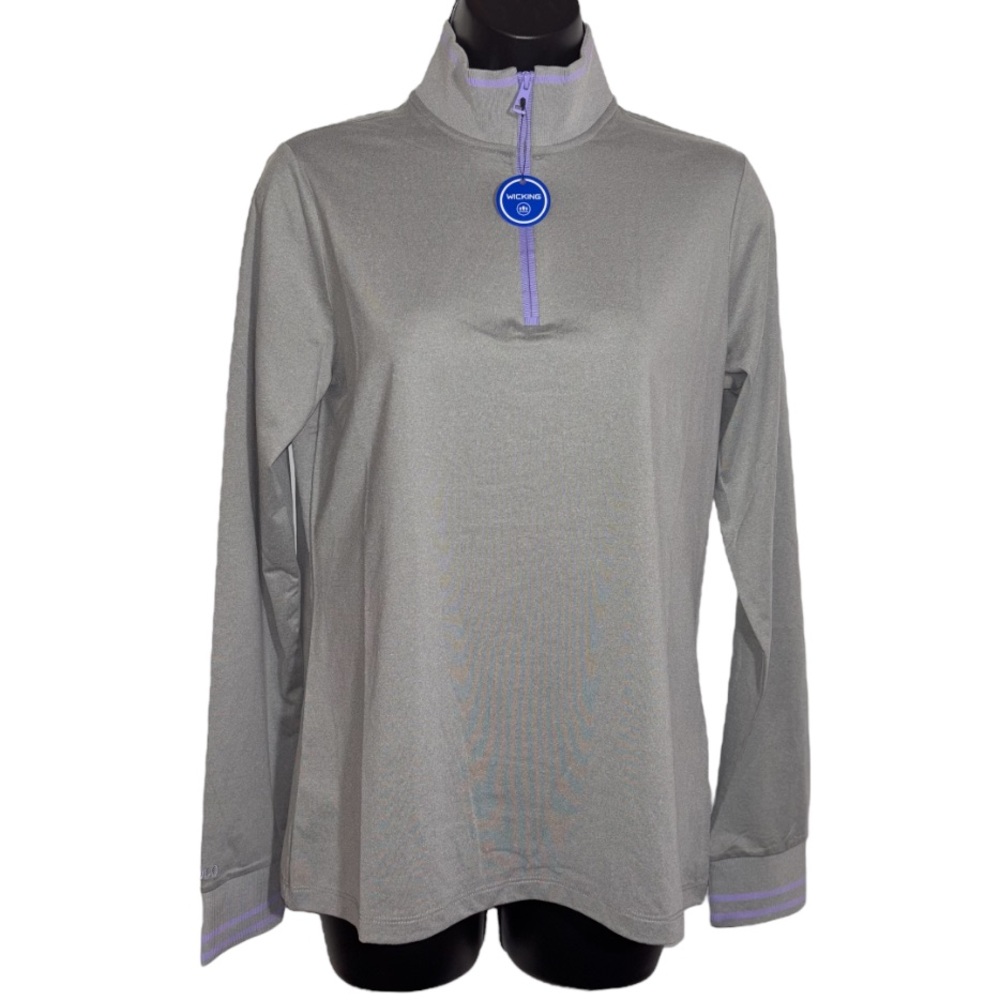 Ralph Lauren Polo Golf Women’s Pullover 1/4 Zip Light Gray and Purple Size Small